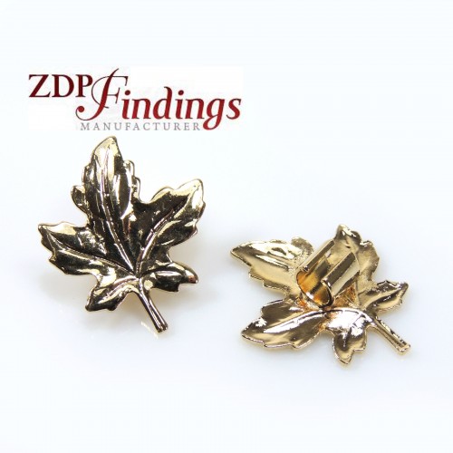 27x23mm Shiny Gold Leaves parts Beads Charms