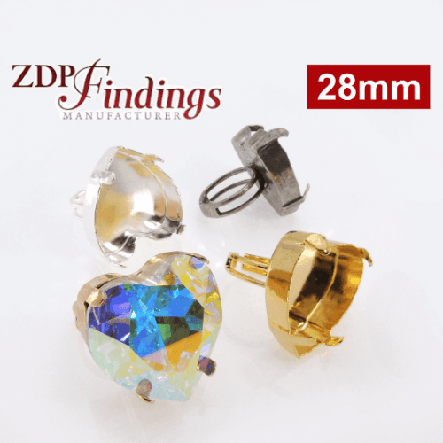 28mm Heart Adjustable Ring fit European Crystals 4827