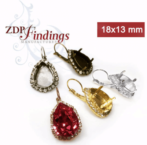 Teardrop 18x13mm Rhinestone Earrings Fit European Crystals 4320