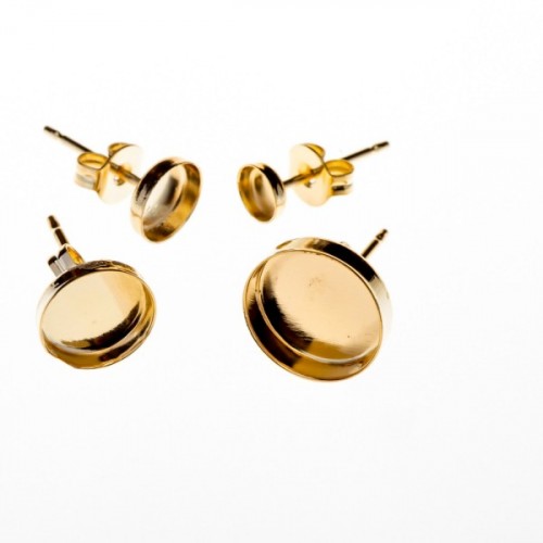 Real 9K Yellow Gold Solid Post Earrings-10mm