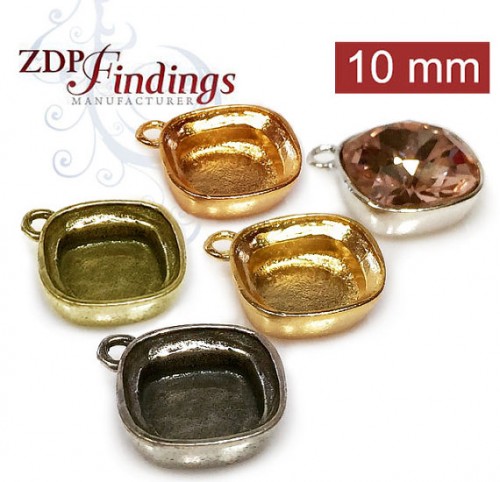 10mm Bezel Earrings Or Pendant For Gluing 4470 European Crystals 