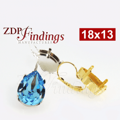 18x13mm Pear Earrings Setting Fit European Crystals 4320