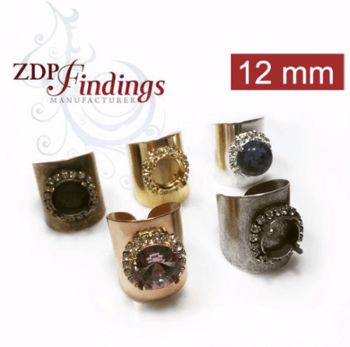 Rhinestone Ring fit 12mm Round European Crystals 1122