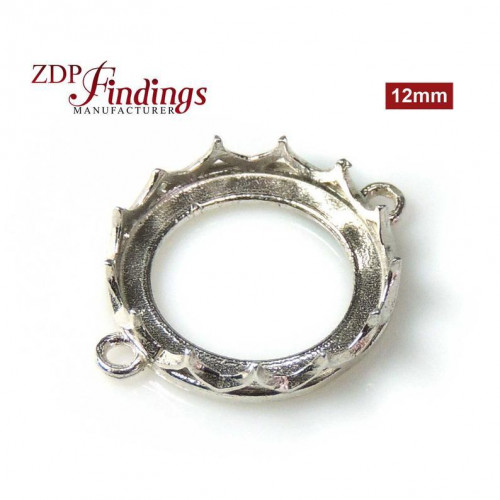 12mm Silver 925 Round Crown Bezel - Evolve collection Connector