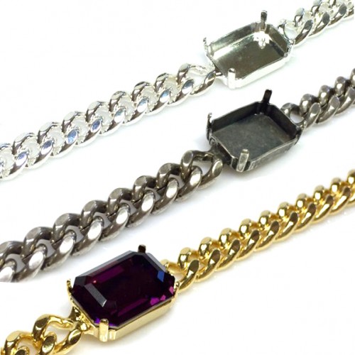 16.5cm Bracelet with 18X13mm Octagon Bezel fit European Crystals 4610 