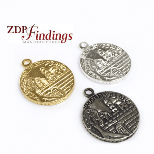 30x25mm Antique Jerusalem Coin Pendant