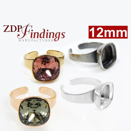 Square 12mm Ring Fit European Crystals 4470