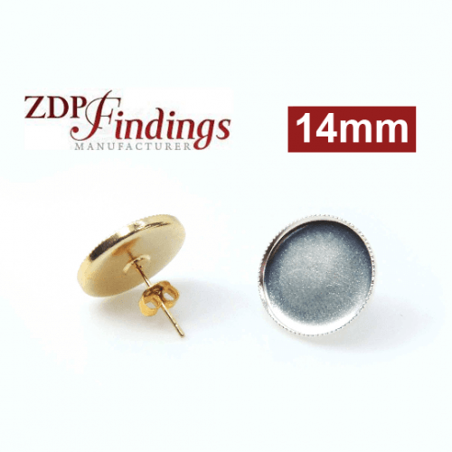 14mm Round Low Bezel Post Earrings