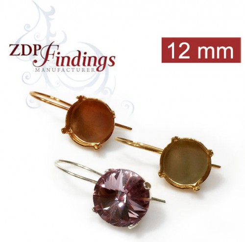12mm 1122 European Crystals Kidney Wire Earrings, Choose your options