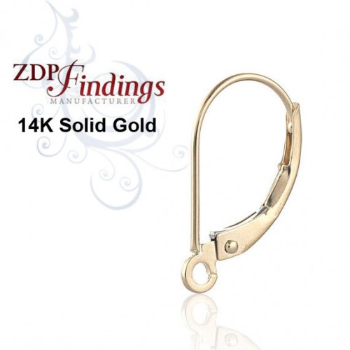 14K Yellow Gold Lever-back Ear Wire 