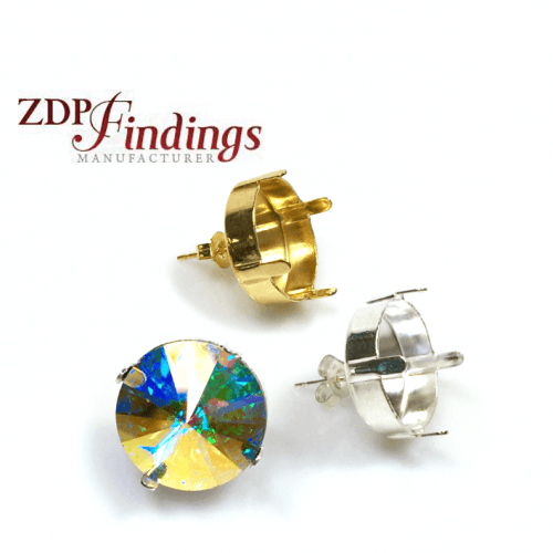 Round 16mm Bezel Earrings Fit European Crystals 1122