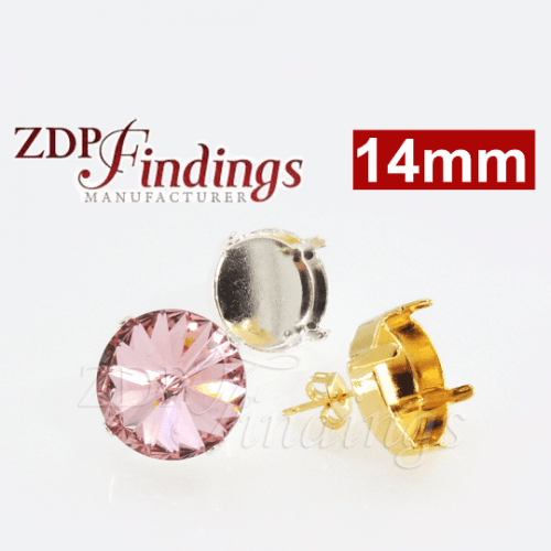 Round 14mm Bezel Earrings Setting Fit European Crystals 1122