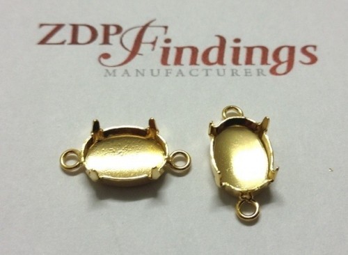 4120 Oval 14x10mm Connector, Shiny Gold