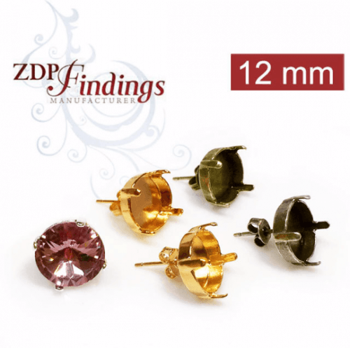 12mm 1122 European Crystals Post Earrings, Choose your options