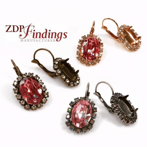 Oval 14x10mm Earrings Setting Fit European Crystals 4120
