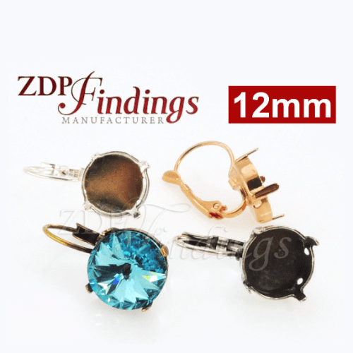 Round 12mm Earring Setting Fit European Crystals 1122