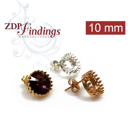 Round 10mm Bezel Earrings fit European Crystals SS47
