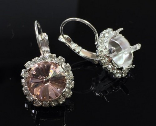 12mm 1122 European Crystals Lever back Rhinestone Earrings