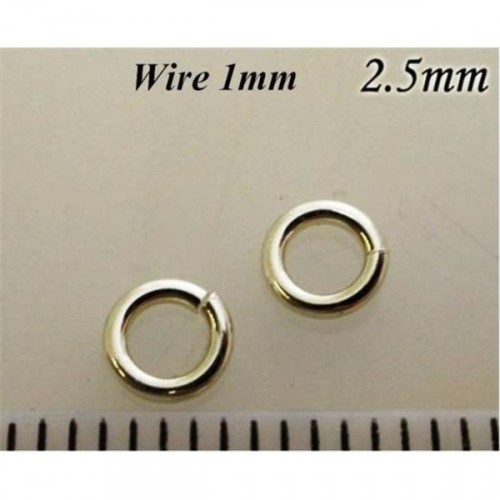 1mm x 2.5mm Sterling Silver 925 Jump Rings 