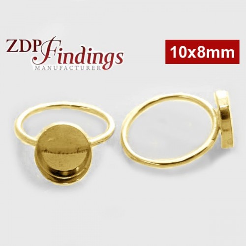 10x8mm Oval Bezel on Ring,  Gold Filled. Choose your size.