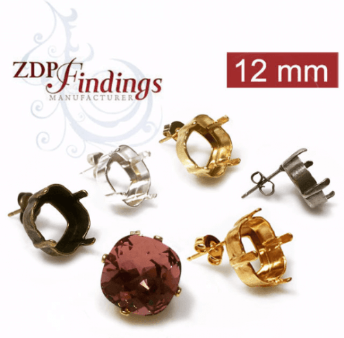 12mm Square Post Earring fit European Crystals 4470