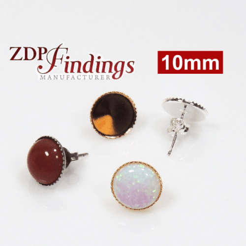 10mm Round Low Bezel Post Earrings
