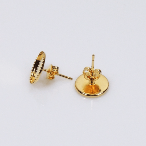 10mm Round Low Bezel Post Earrings-Shiny Gold