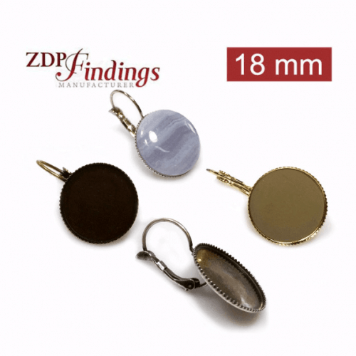 Round 18mm Leverback Earring Setting
