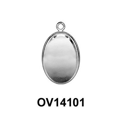 14x10mm Oval 925 Sterling silver Bezel Cup With Loop