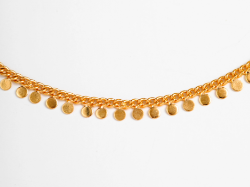 Gold Plated Curb Style Chain with Coin Disc