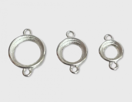 Round Bezel Cups. Connectors For Setting. For Gluing, Shiny Sterling Silver 925, Choose your size