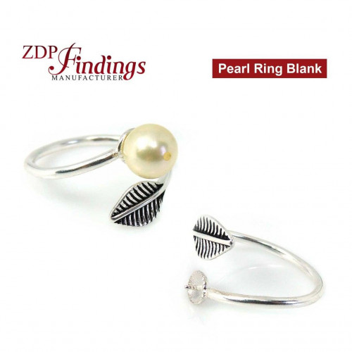 Silver 925 Adjustable Ring Peg Blank for Half Drilled Pearls 