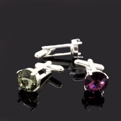 Cufflinks with Round 12mm Settings fit European Crystals 1122