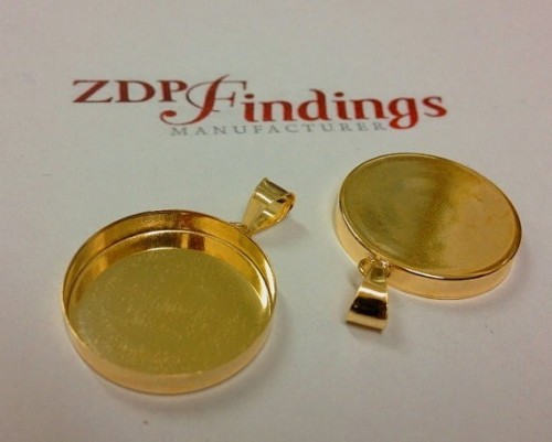 18mm Round Gold Filled Bail Bezel Cup