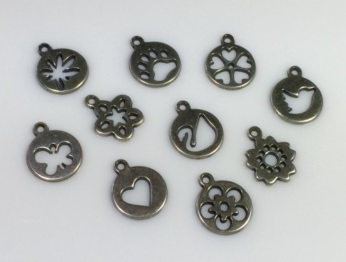 12mm Round Antique Silver Charms