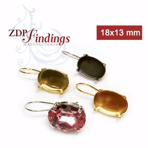 Oval 18x13mm Kidney Wire Earrings Fit European Crystals 4120 