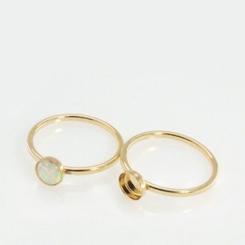 5mm Round Bezel on Ring,  Gold Filled. Choose your size.