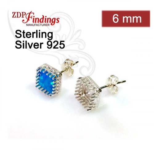 6mm Post Earring, 925 Sterling silver