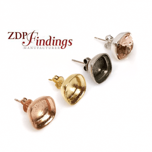 Square 10mm Bezel Post Earrings For Gluing European Crystals 4470
