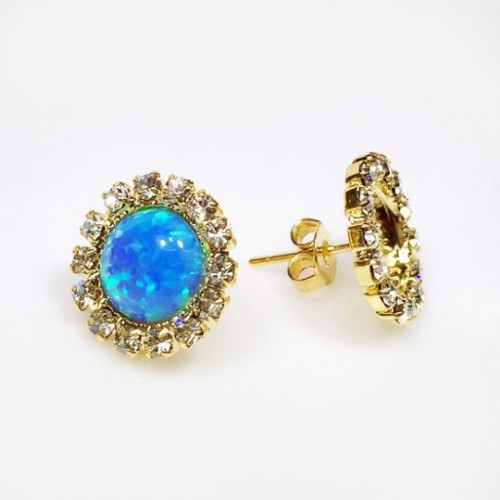 Round 8mm Bezel Gold Plated Post Earrings 
