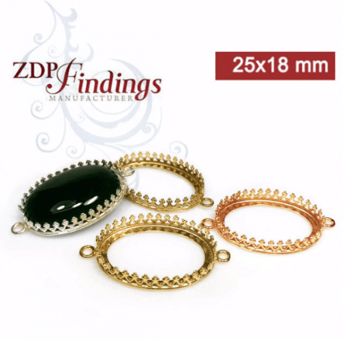 25x18mm Oval Brass Crown Bezel, choose your finish