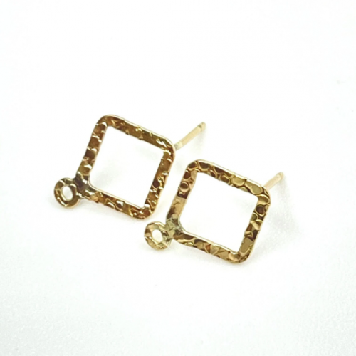 1 pair x Rhombus Shaped Gold Filled Post (stud) earring with Loop and ear backs