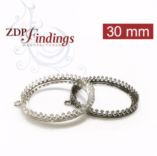 30mm Round 925 Sterling silver Bezel, choose your finish.
