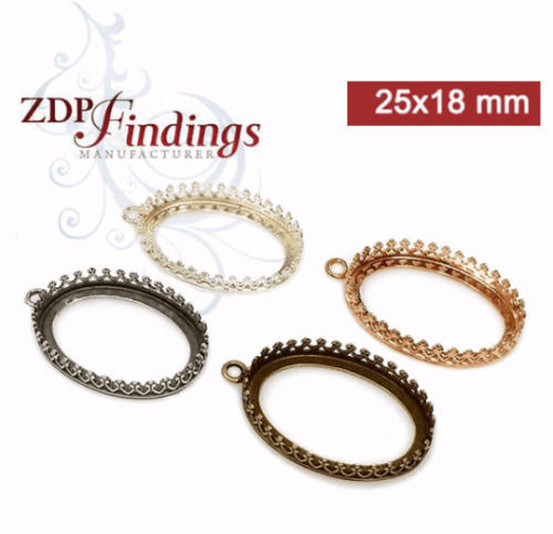 6pcs x Oval 25x18mm Quality Cast Gallery Tray Bezel Setting, Choose Your Finish