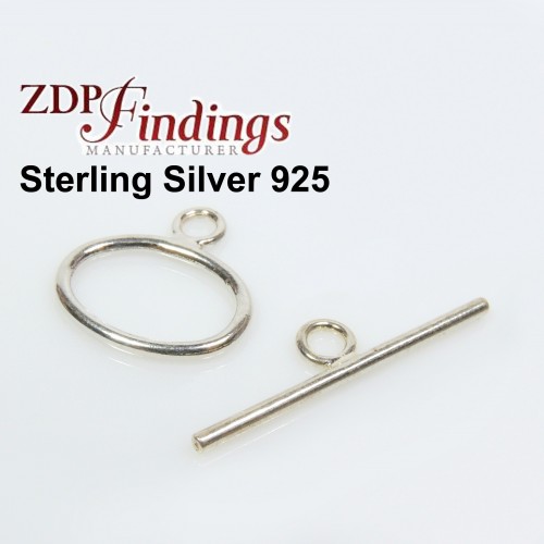 Sterling Silver 925 Round Toggle Clasp 14x10mm