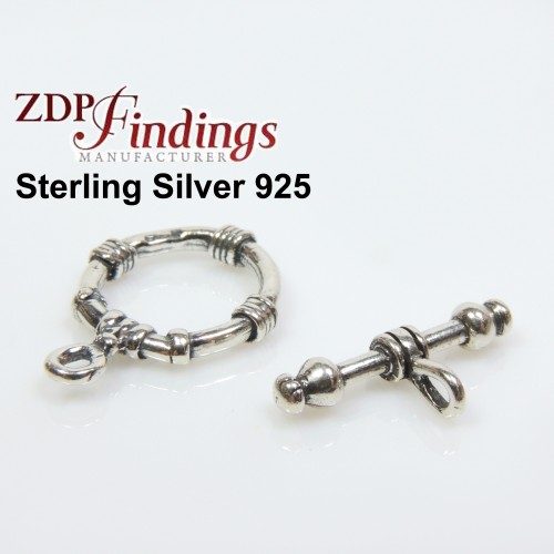 Sterling Silver 925 Round Toggle Clasp 16mm