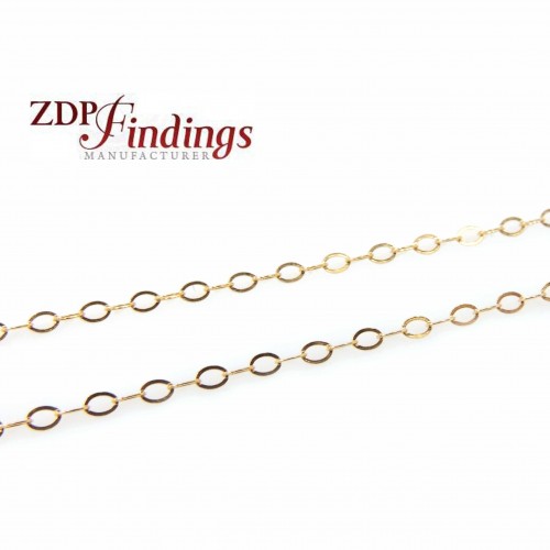 1.3mm 14k Gold Filled Flat Cable Chain