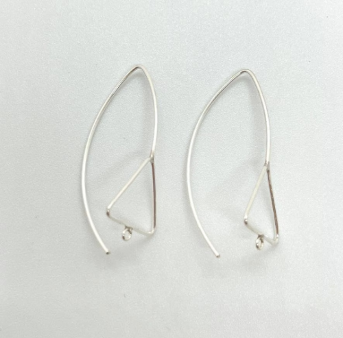 1 pair Long Leaf Earwires - Sterling Silver 925 Ear Wires with Loop for Earrings