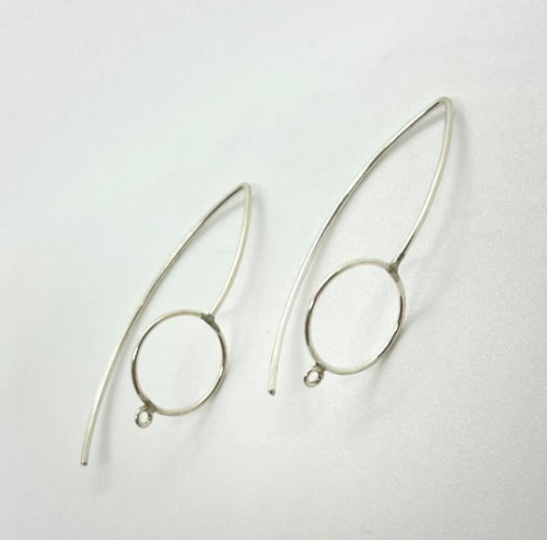 1 Pair Long Leaf Earwires - Sterling Silver 925 Ear Wires with Loop for Earring Making 