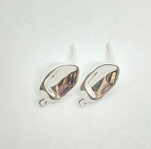 Organic Shaped Sterling Silver 925 Quality Post (stud) earring with Loop for Jewelry Making with ear backs